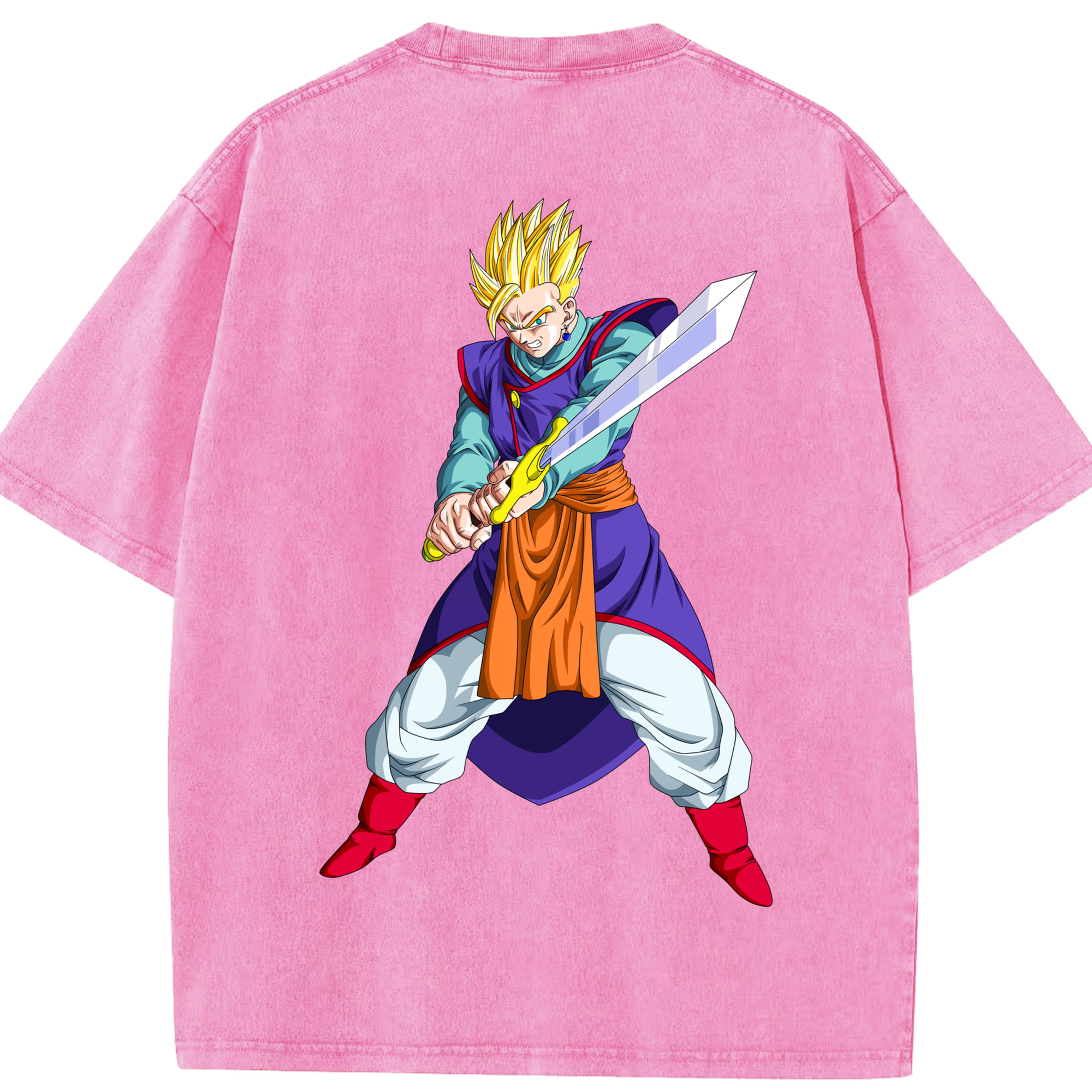 （画像用） ドラゴンボール 孫 悟飯（そんごはん）DRAGON BALL Son Gohan 綿100% ヴィンテージ風 半袖Tシャツ（背面プリント）